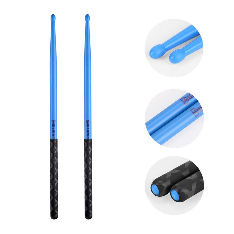 Ubblove Nylon Drumsticks 5A 2 pair with ANTI-SLIP Handles for Drum Light Durable Plastic Exercise 2 Pair Drum Sticks for Kids Adults Musical Instrument Percussion Accessories (Blue and Green) - Image 3